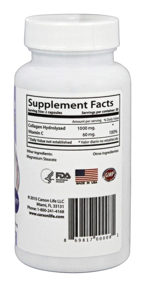 Carson Life Collagen with Vitamin C - Hair, Skin & Nail Support - 60 Capsules - image 2