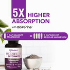 BallBuff Magnesium Glycinate 400mg Sleep Support - 90 Capsules - image 2