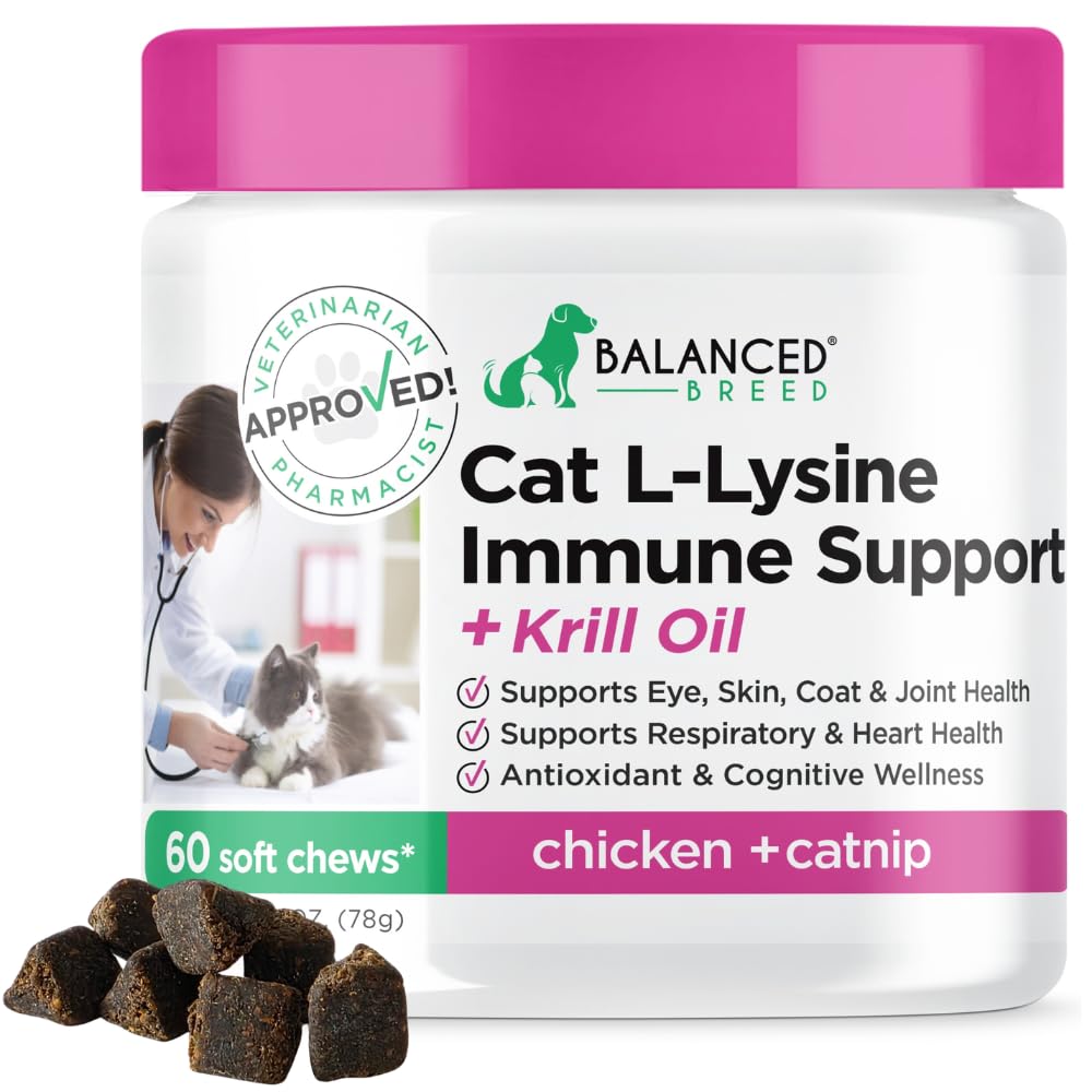 Balanced Breed L-Lysine Cat Treats Immune Support - 60 Chews