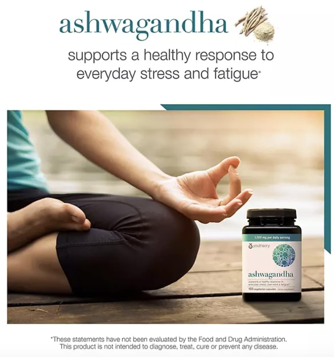 Youtheory Ashwagandha 1000mg Stress Relief - 150 Capsules - image 6