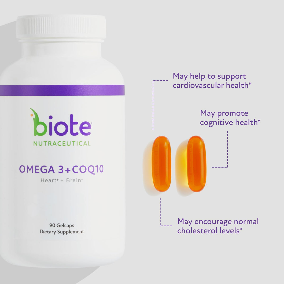Biote Omega 3 + CoQ10 Heart + Brain Support - 90 Softgels - image 3