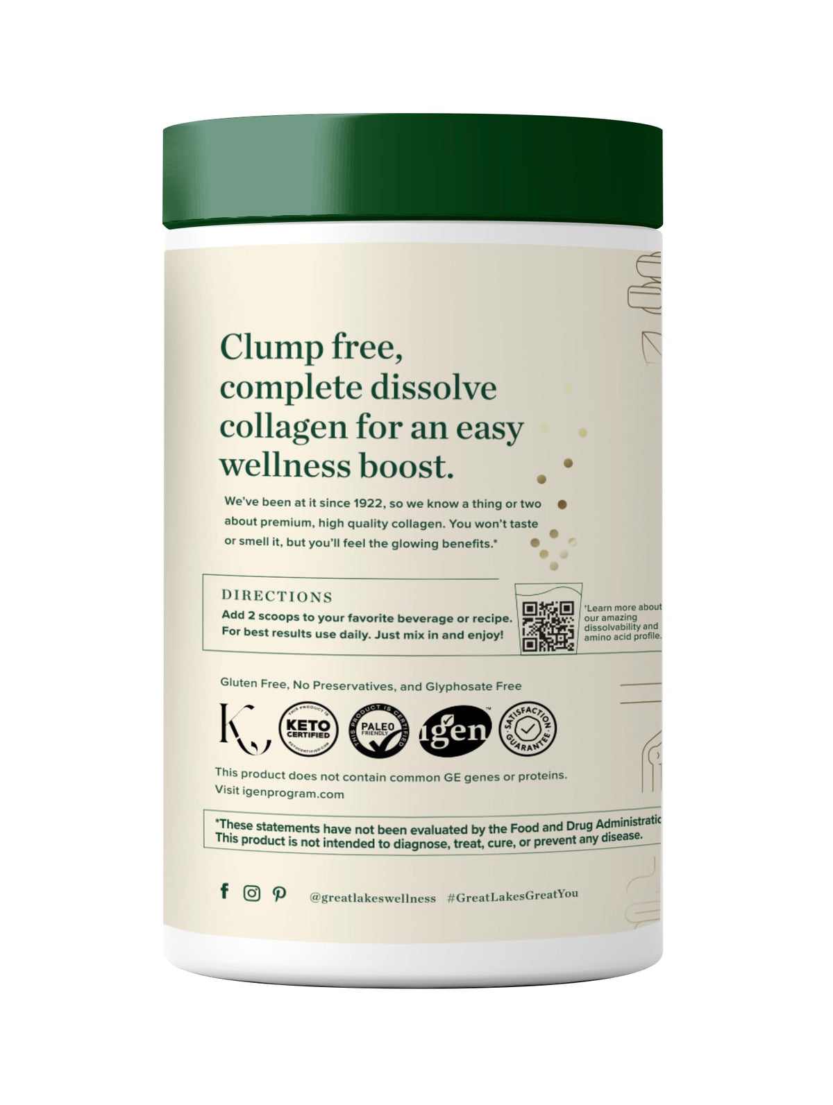 Great Lakes Wellness Collagen Peptides Powder Unflavored - 10 oz - image 2