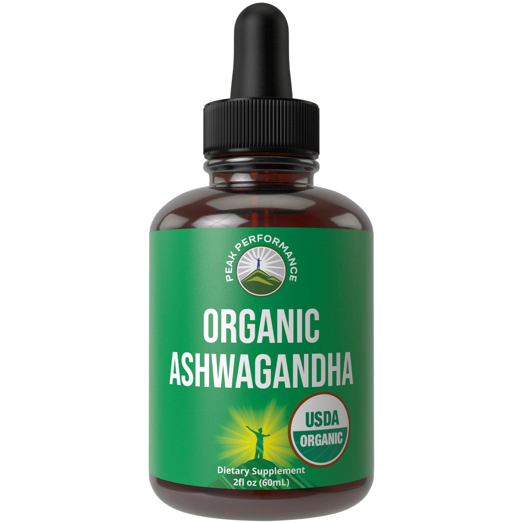 Peak Performance USDA Organic Ashwagandha Liquid Drops - 2 Fl Oz