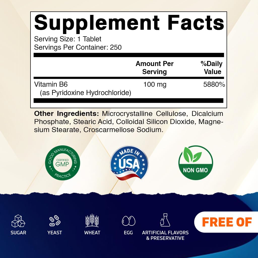 Vitamatic Vitamin B6 100 mg Tablets - 250 Count - image 2