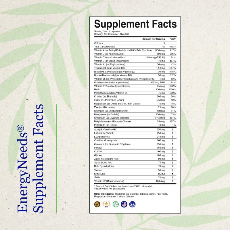 Neuro Needs EnergyNeeds 40 Active Ingredients Multivitamin - 300 Capsules - image 5