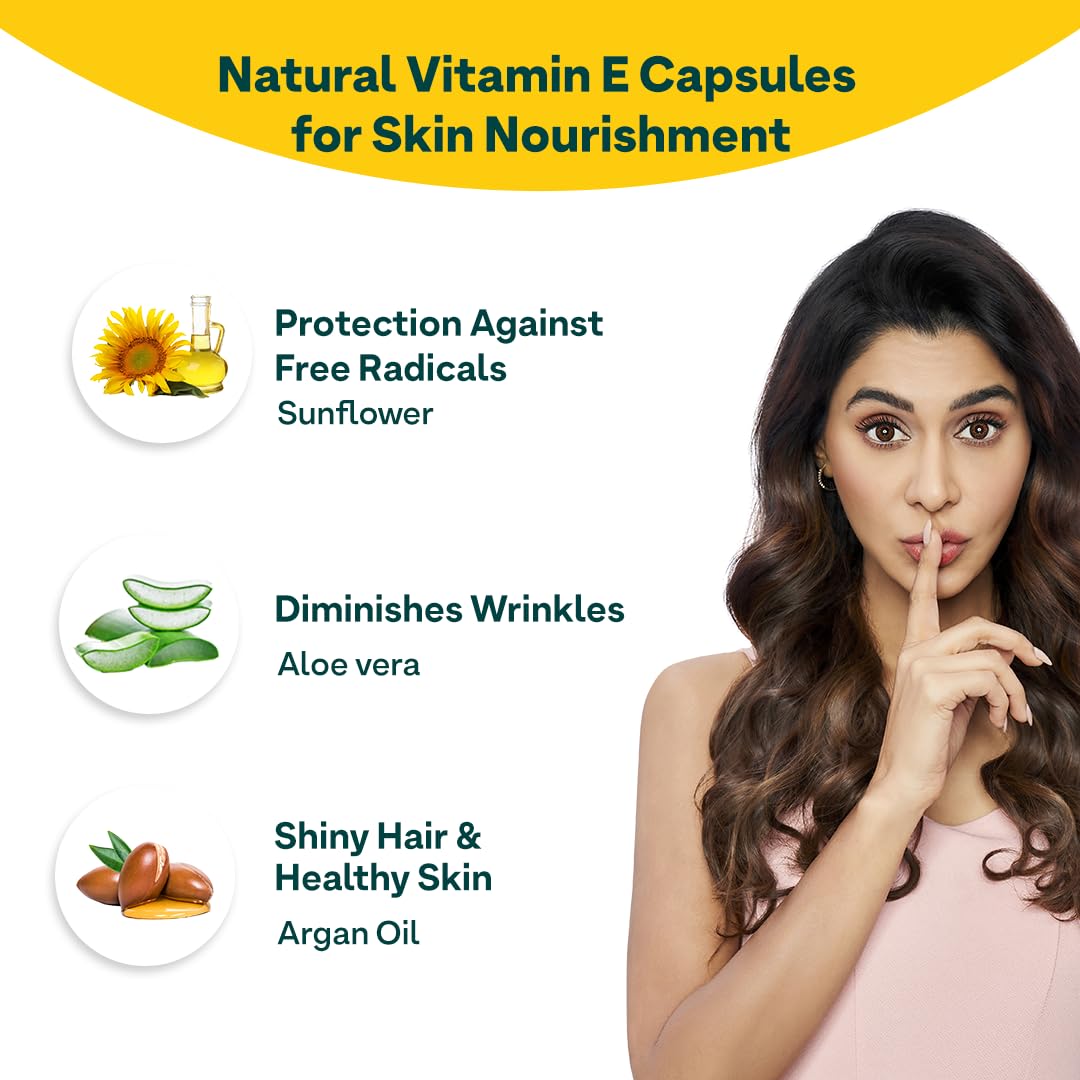 OZIVA Plant Based Vitamin E with Aloe Vera & Argan Oil - 30 Vegetarian Capsules - image 3