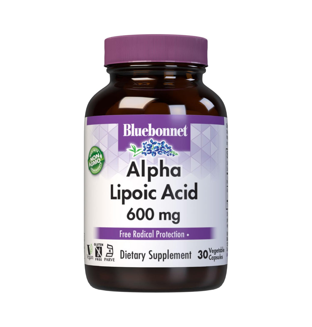 BlueBonnet Alpha Lipoic Acid 600mg Nerve Support - 30 Vegetable Capsules