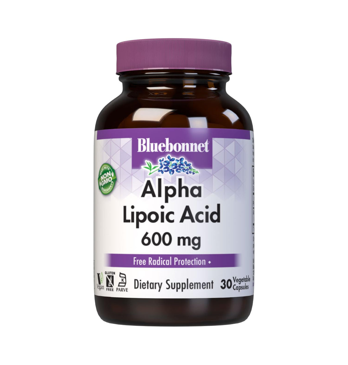 BlueBonnet Alpha Lipoic Acid 600mg Nerve Support - 30 Vegetable Capsules