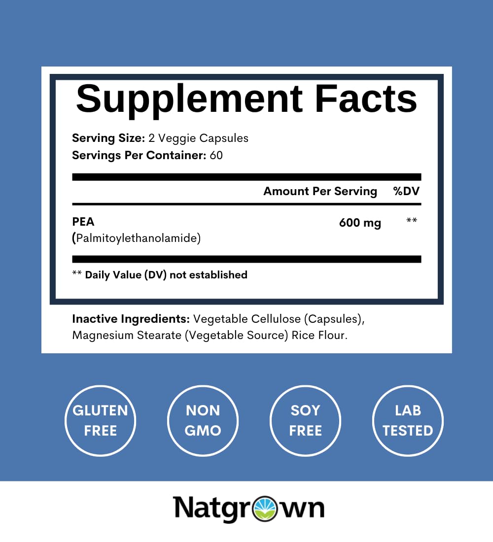 Natgrown Palmitoylethanolamide PEA 600 mg - 120 Capsules - image 4