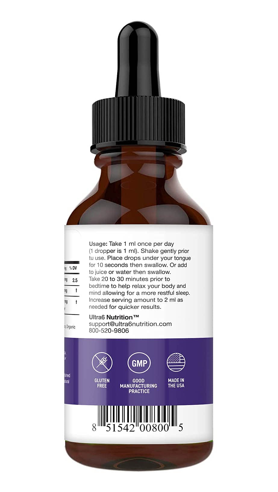 Ultra6 Nutrition Melatonin Drops with Valerian Root - 2 Fl Oz - image 5