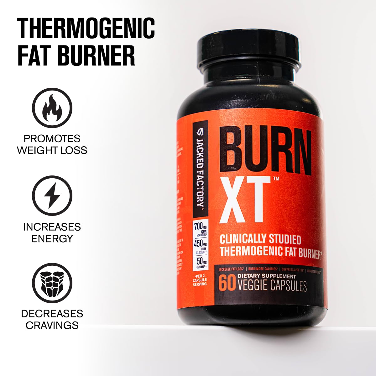 Jacked Factory Burn-XT Fat Burner & Appetite Suppressant - 60 Capsules - image 2