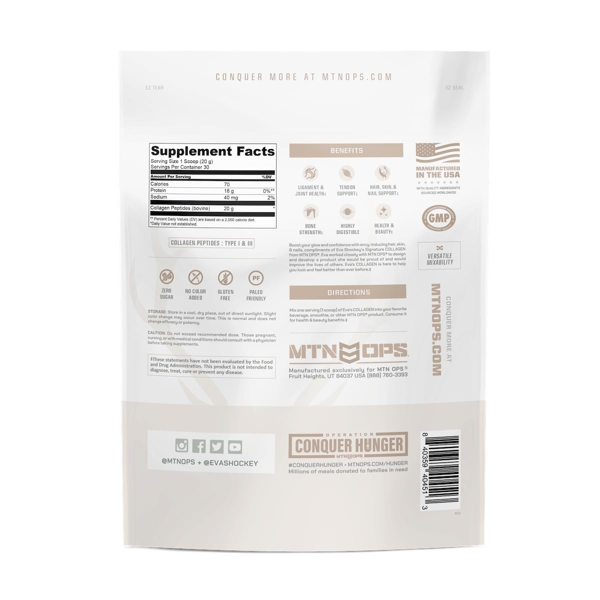 MTN OPS Collagen Peptides Protein Powder Unflavored - 1.25 lb - image 3
