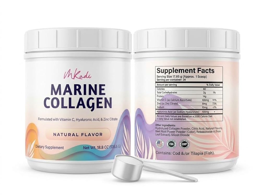 MKADI Marine Collagen Powder with Vitamin C & Hyaluronic Acid - 30 Servings - image 3