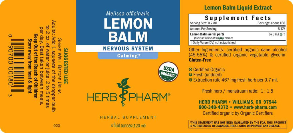 Herb Pharm Lemon Balm Liquid Extract Nerve Support - 4 oz - image 10