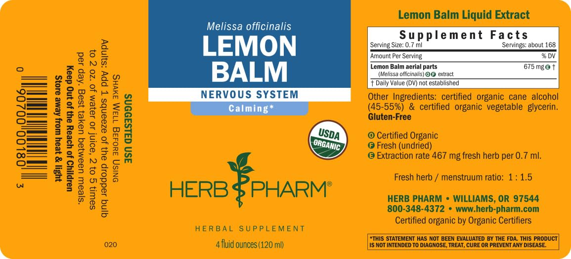 Herb Pharm Lemon Balm Liquid Extract Nerve Support - 4 oz - image 10