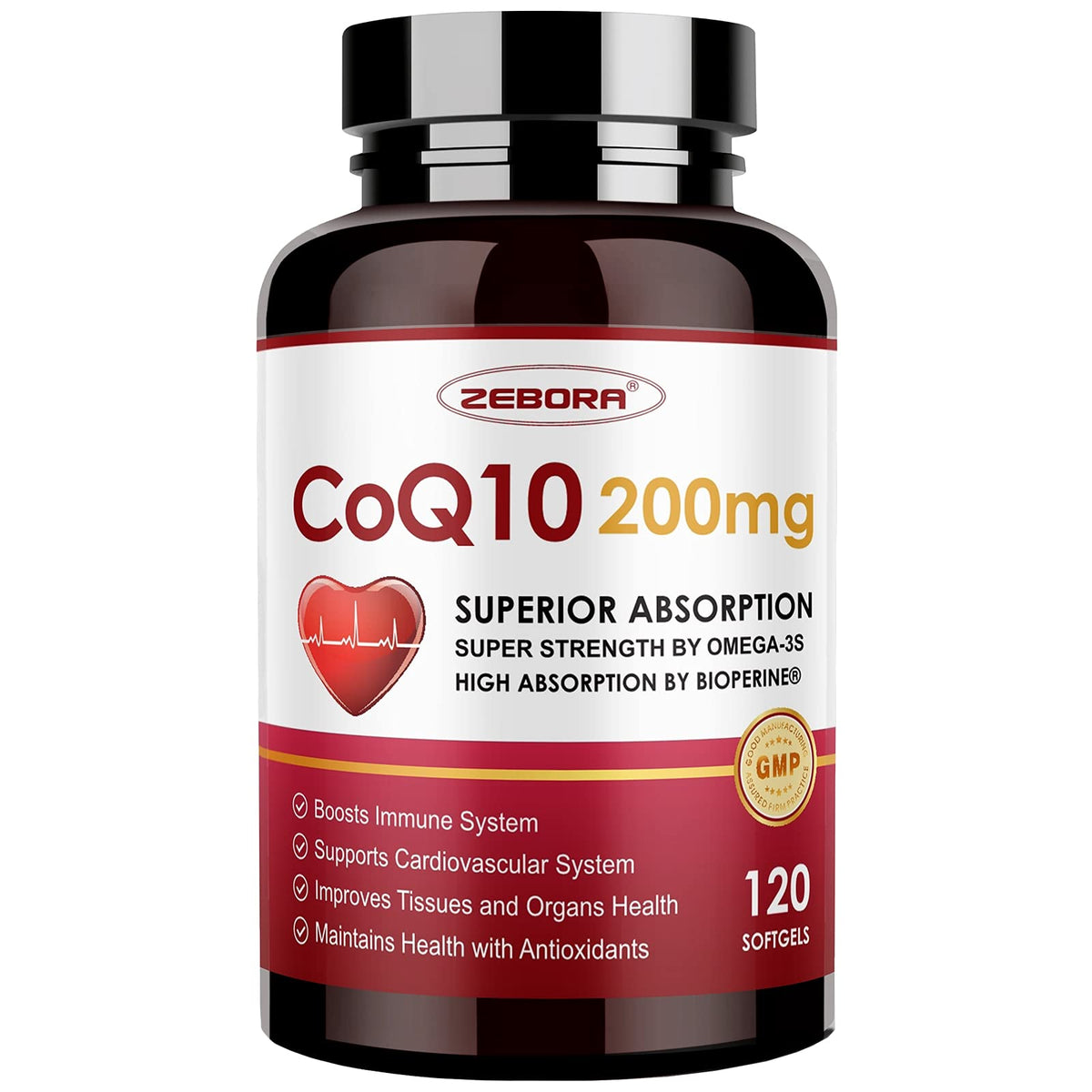 ZEBORA CoQ10 200mg Softgels - 120 Softgels
