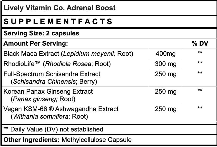 LIVELY VITAMIN CO Adrenal Boost Ashwagandha - 120 Vegetarian Capsules - image 6