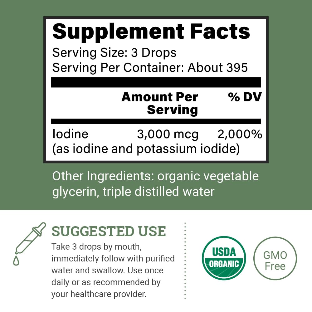 Earth Harmony Naturals Organic Lugol's Iodine Liquid Drops 2% - 2 Fl Oz - image 2