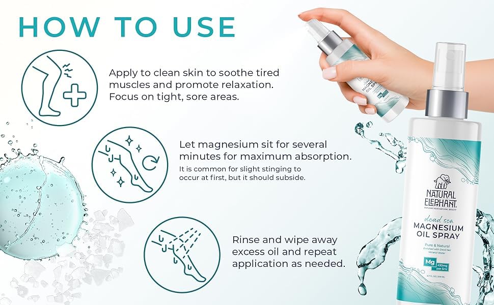 Natural Elephant Dead Sea Magnesium Oil Spray for Topical Use