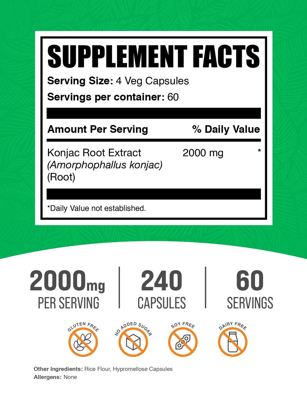 BulkSupplements Glucomannan Capsules Konjac Root - 240 Count - image 2