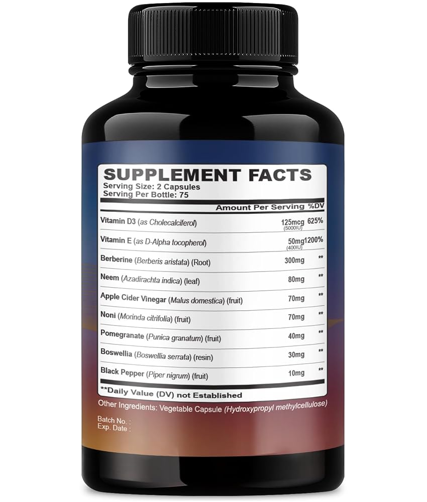 Organic Cadane Berberine Supplement - 150 Vegetarian Capsules - image 2