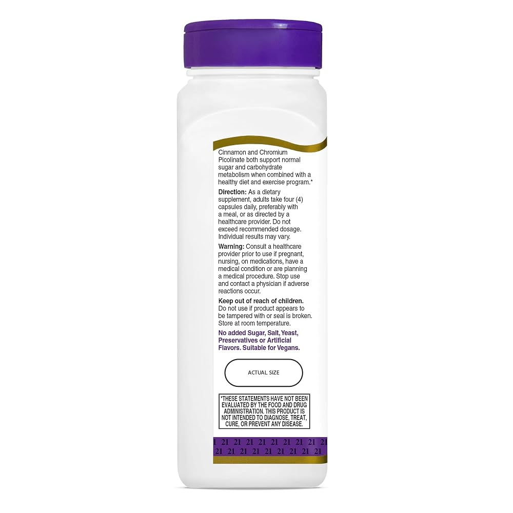 21st Century Cinnamon 2000 mg Plus Chromium - 120 Vegetarian Capsules - image 2