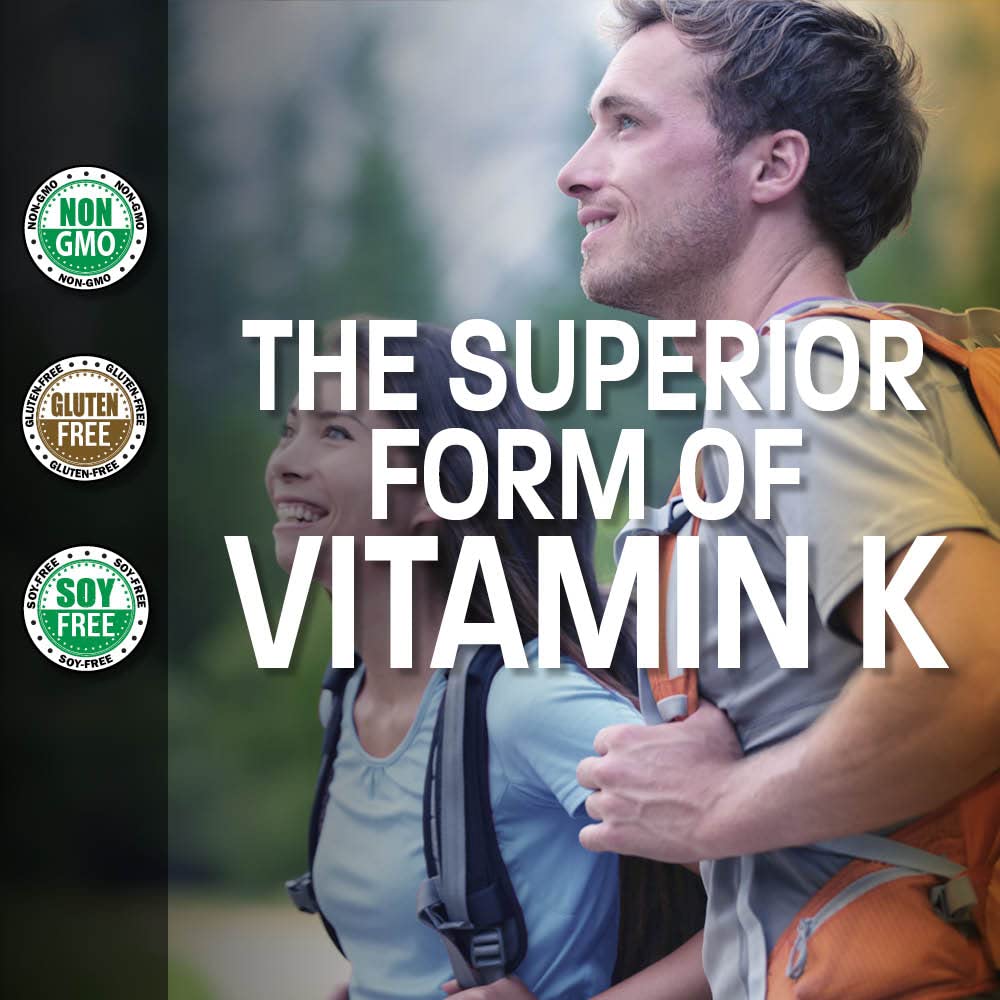 Bronson Flavored Vitamin K2 Capsules Support Strong Bones 100Mcg Adult