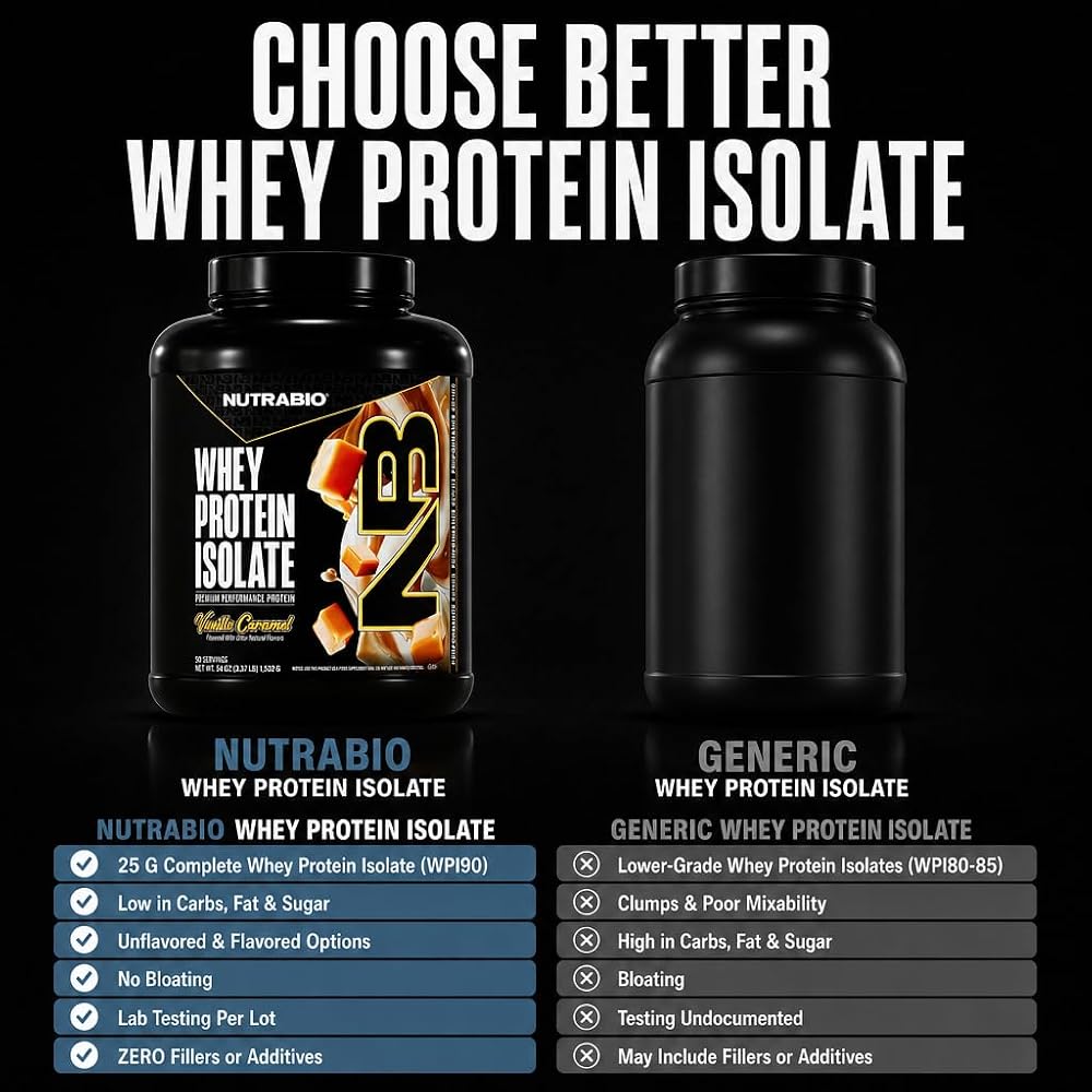 NutraBio 100% Whey Protein Isolate Protein Powder