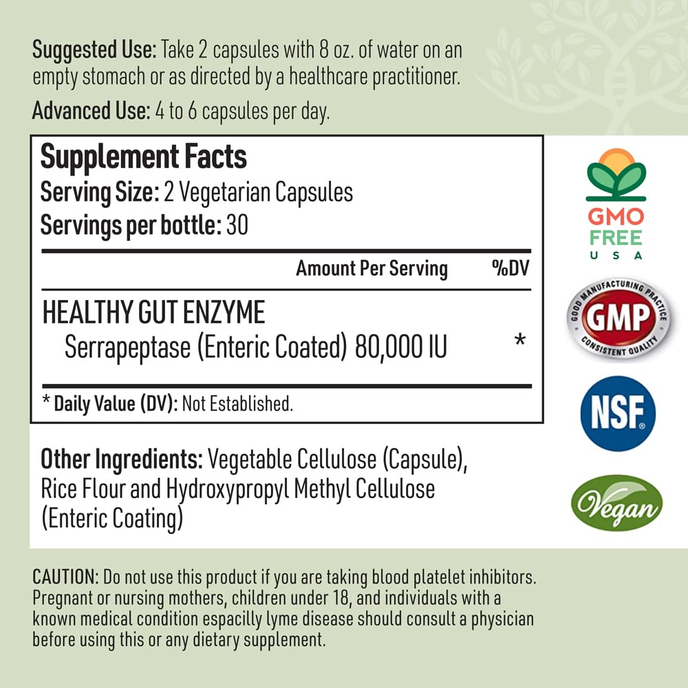 Liver Medic Serrapeptase Digestive Enzymes Enteric Coated - 60 Capsules - image 2