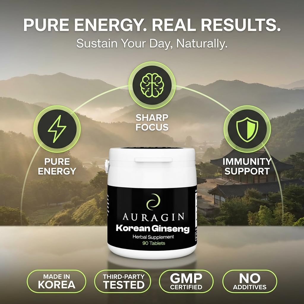 Auragin Authentic Korean Red Ginseng 6 Year Roots - 90 Tablets - image 4