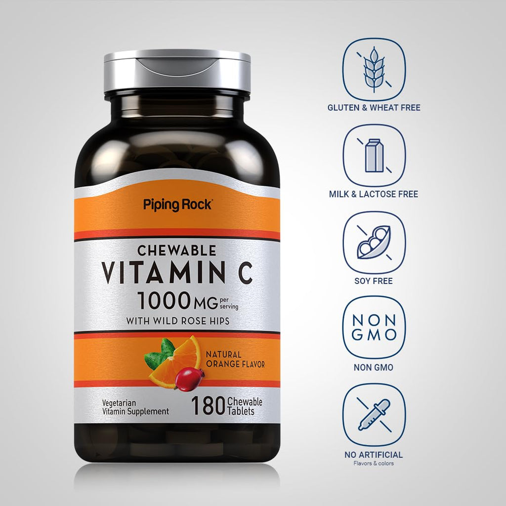 Piping Rock Vitamin C 1000mg Chewable Tablets - 180 Count - image 3