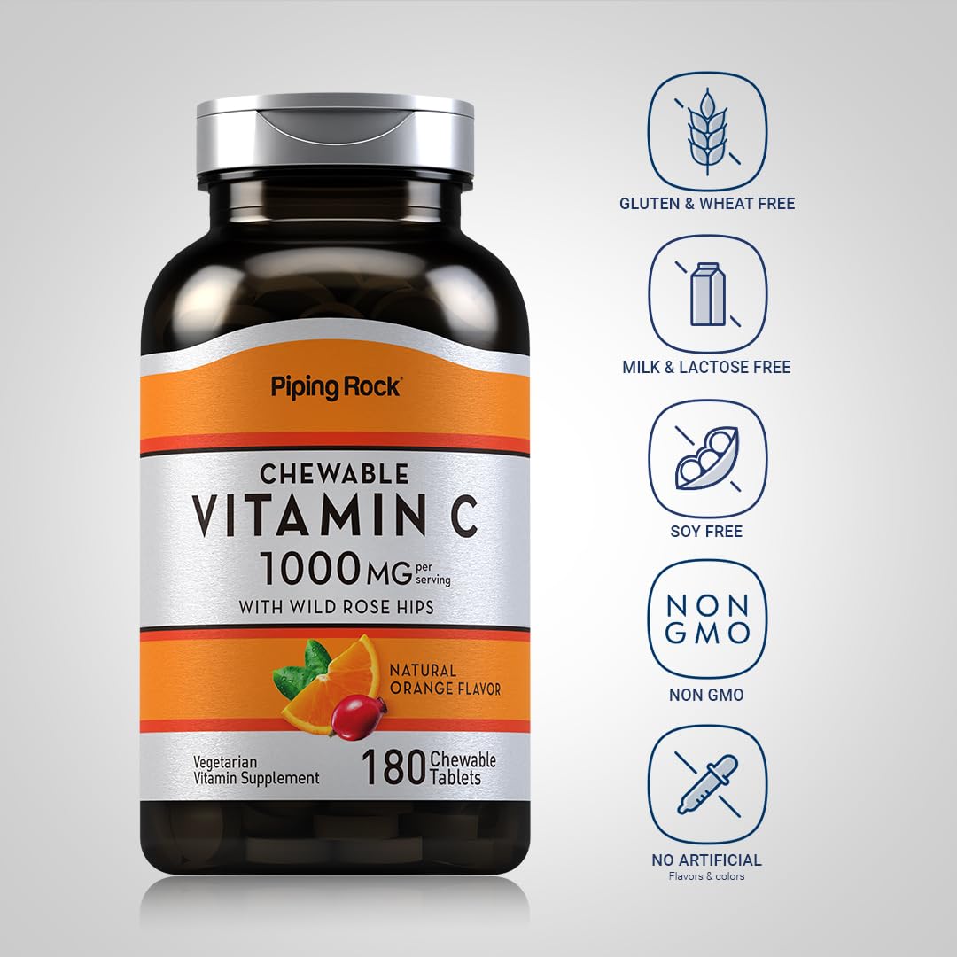 Piping Rock Vitamin C 1000mg Chewable Tablets - 180 Count - image 3
