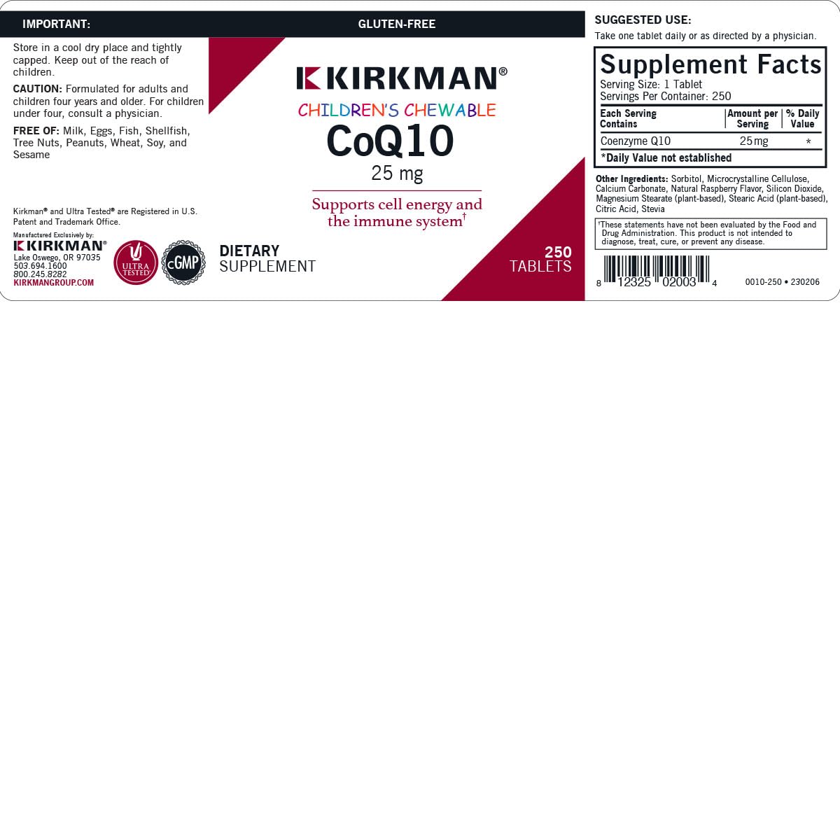 Kirkman CoQ10 Kids Chewable 25 mg - 250 Tablets - image 3