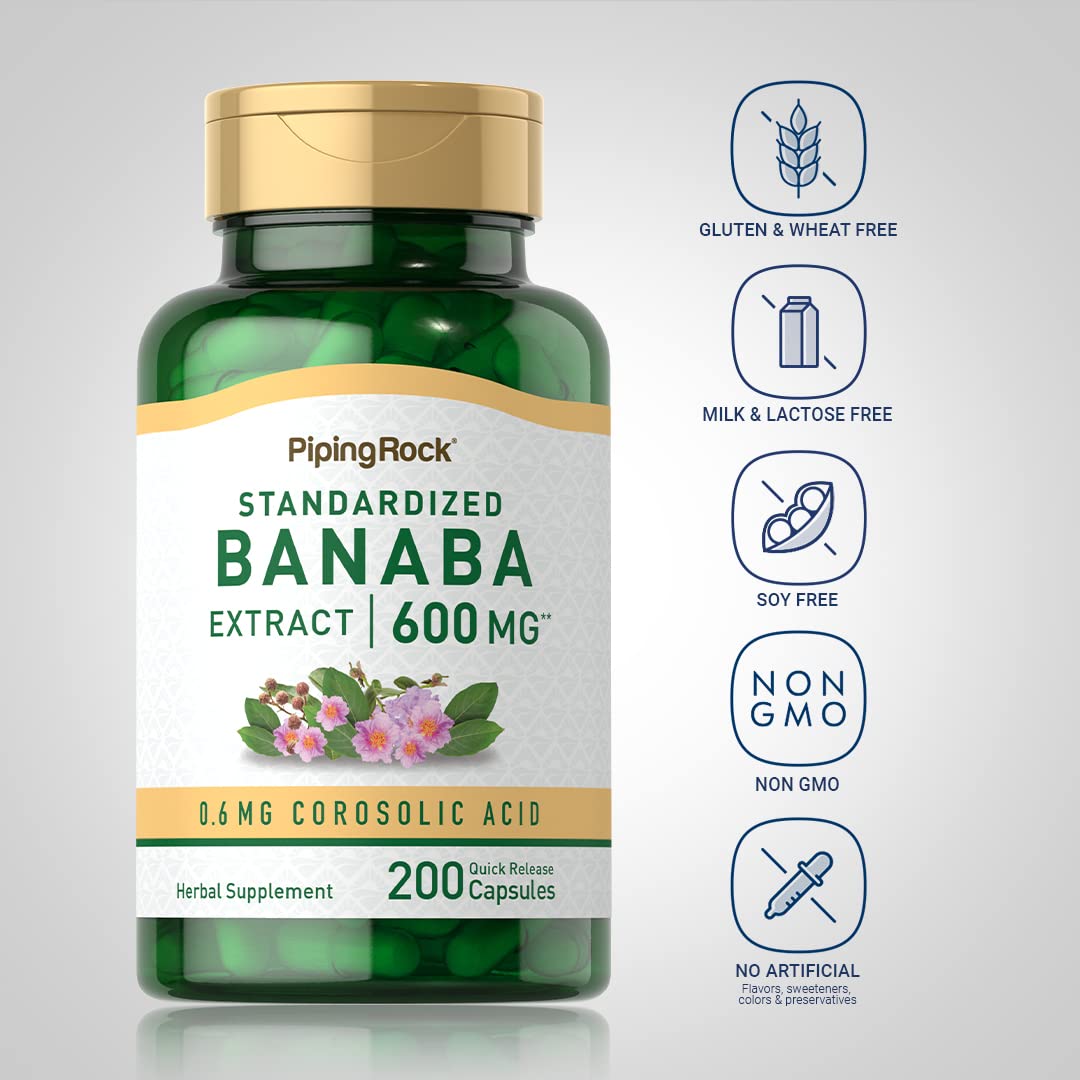 Piping Rock Banaba Leaf Extract Capsules - 200 Count - image 3