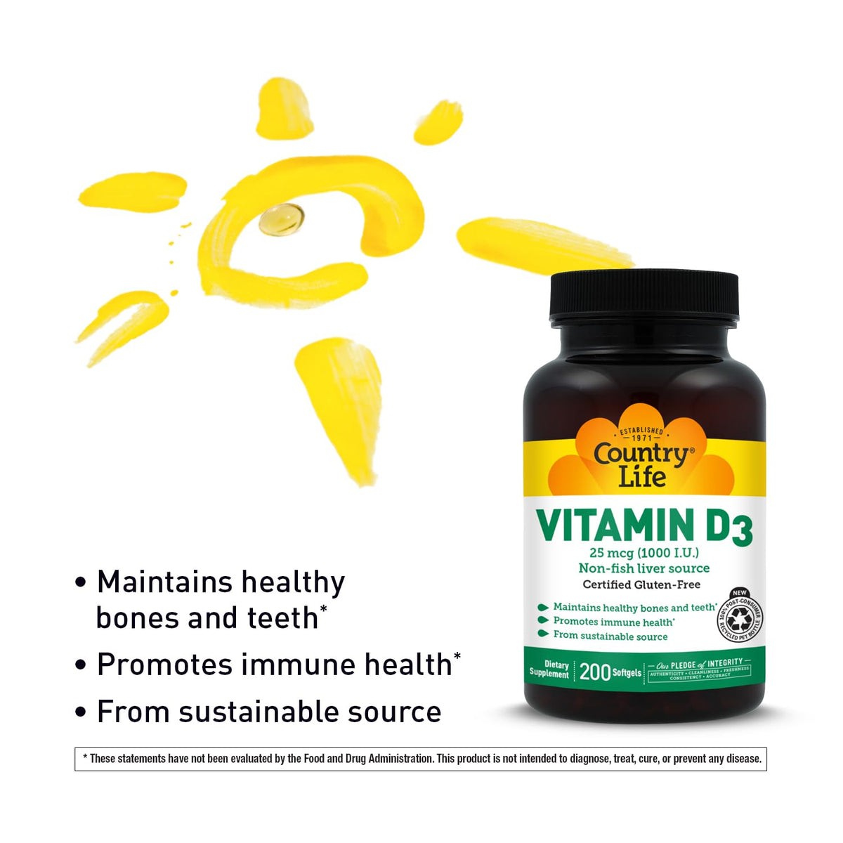 Country Life Vitamin D3 1000 IU - 200 Softgels - image 4
