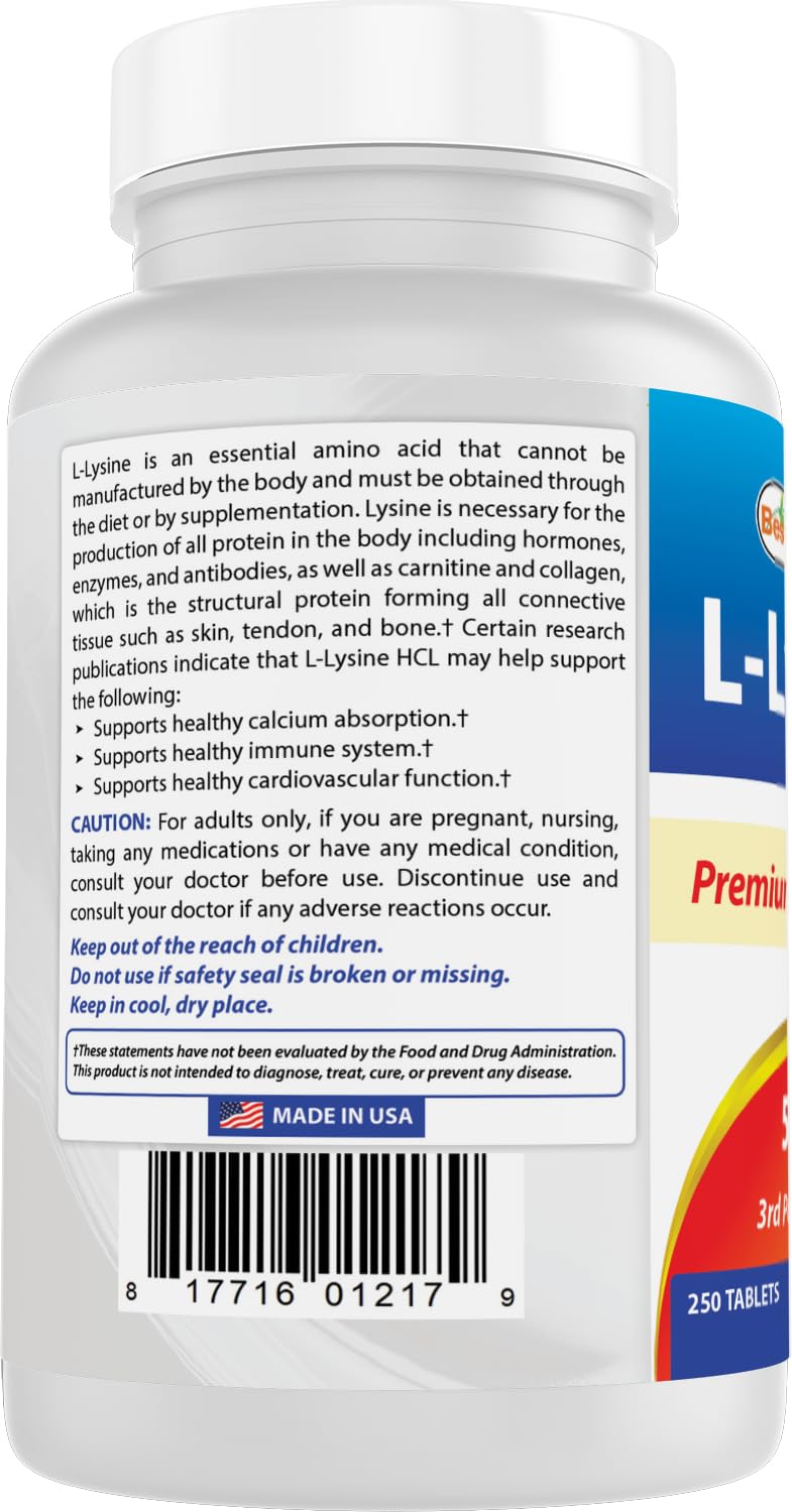 Best Naturals L-Lysine 500 mg - 250 Tablets - image 8