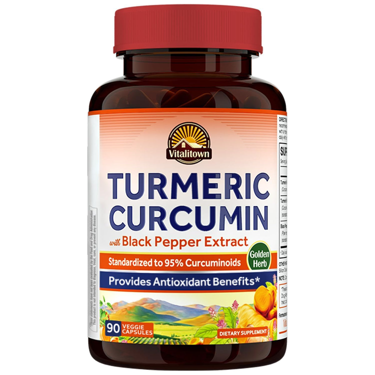Vitalitown Turmeric Curcumin Root 1800mg - 90 Capsules