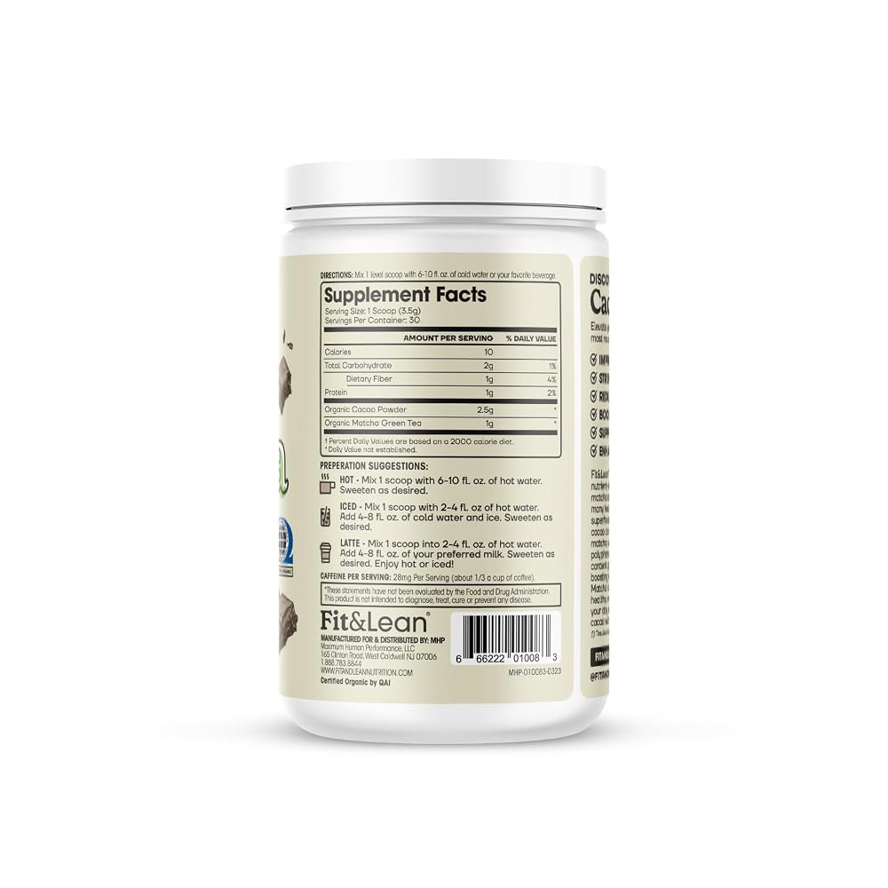 Fit & Lean Cacao Matcha Green Tea Powder - 30 Servings - image 2