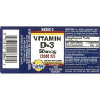 Basic Vitamins Natural Vitamin D-3 2000 IU - 400 Tablets - image 3