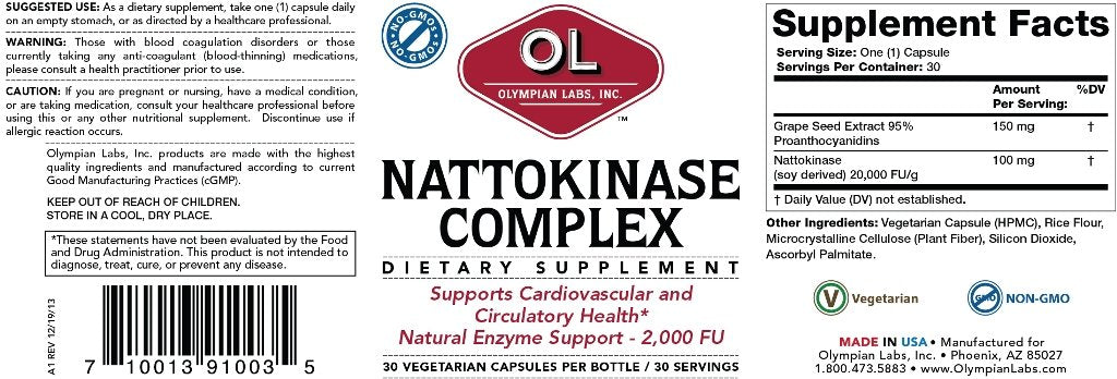 Olympian Labs Nattokinase Complex with Grape Seed Extract - 30 Capsules - image 2