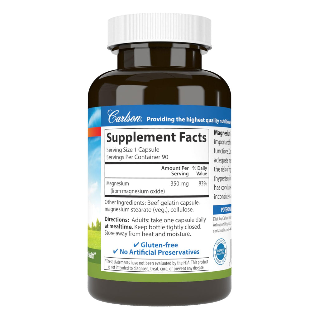 Carlson Magnesium 350 mg Circulation Support - 90 Capsules - image 6