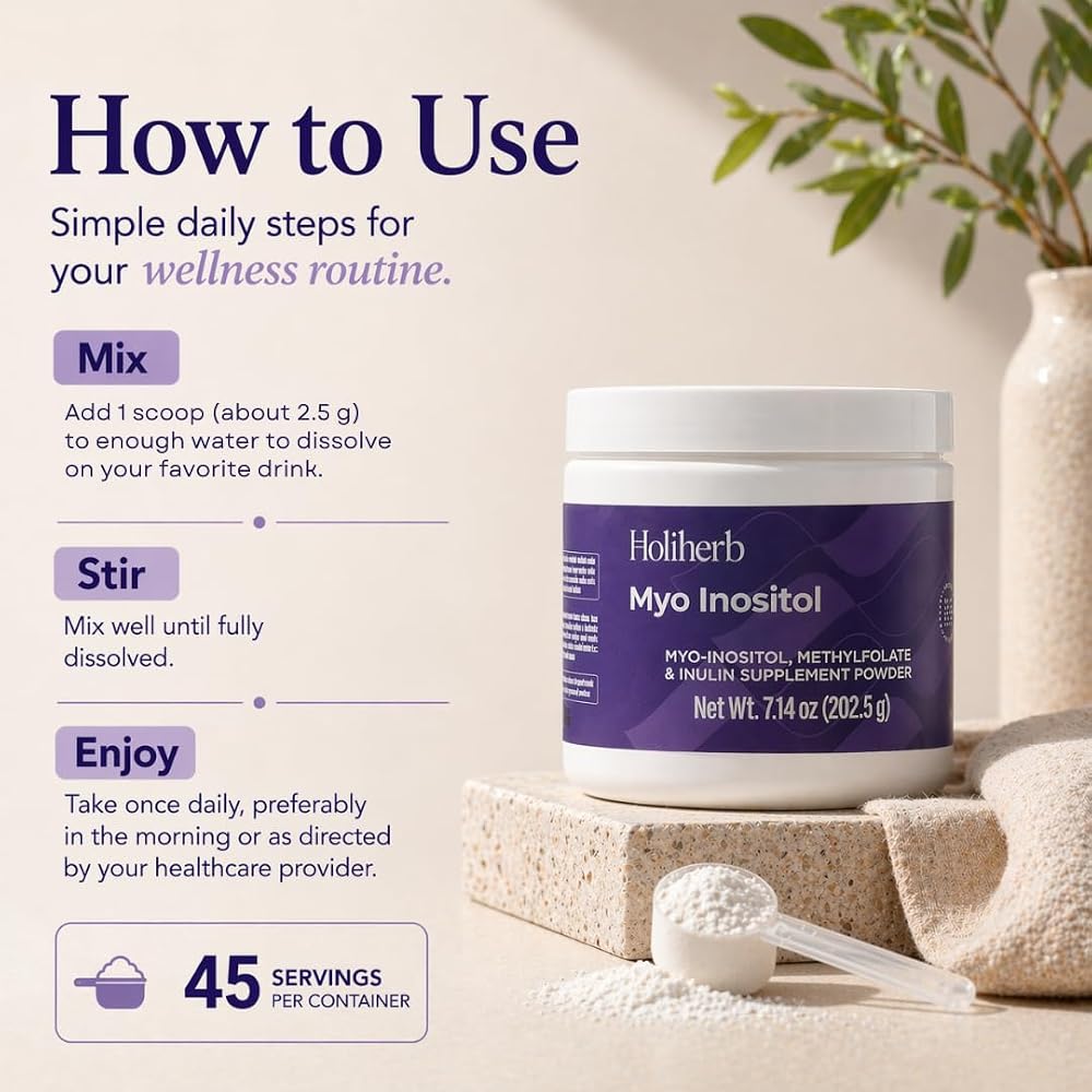 Holiherb Myo Inositol + Methylfolate Supplement for Women - 45 Servings - image 5