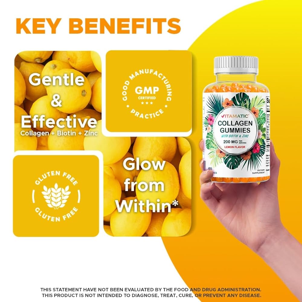 Vitamatic Hydrolyzed Collagen 200 mg with Biotin & Zinc - 120 Gummies - image 5