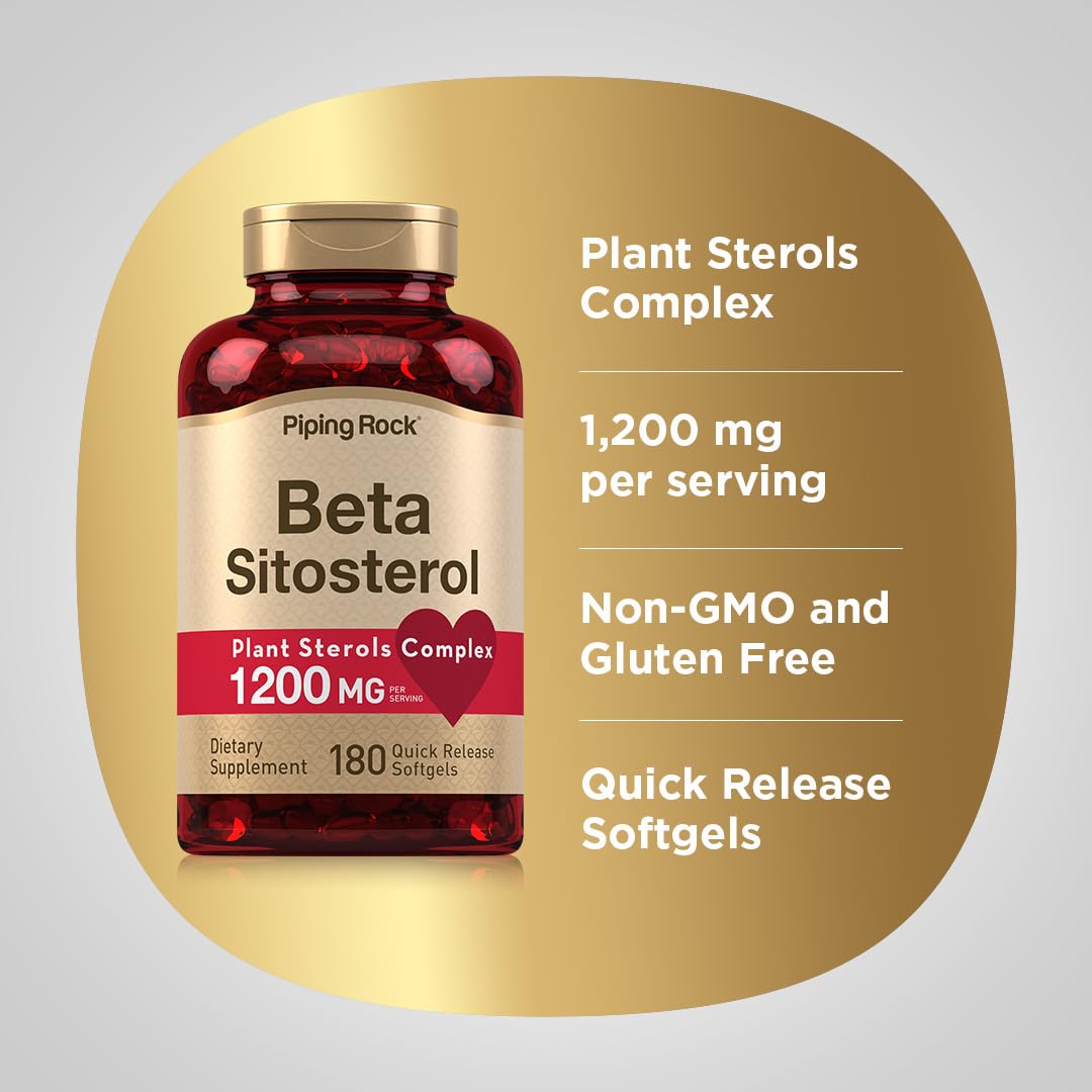 Piping Rock Beta Sitosterol Supplement for Men 1200 mg - 180 Softgels - image 4