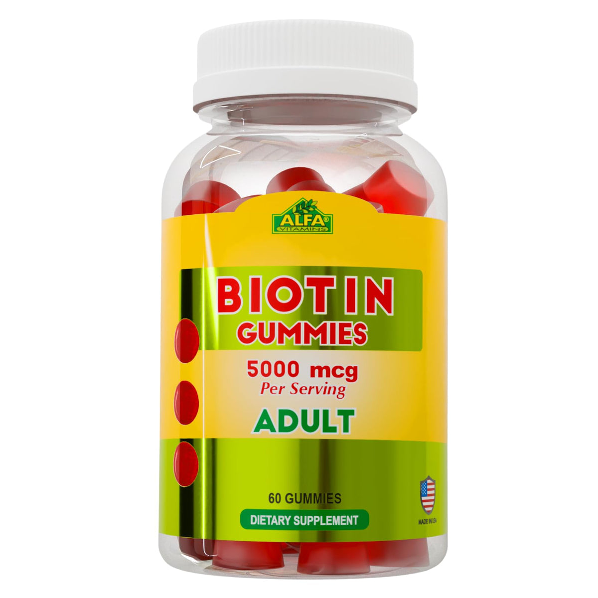 ALFA VITAMINS Biotin 5000mcg Gummies for Hair, Skin & Nails - 60 Gummies