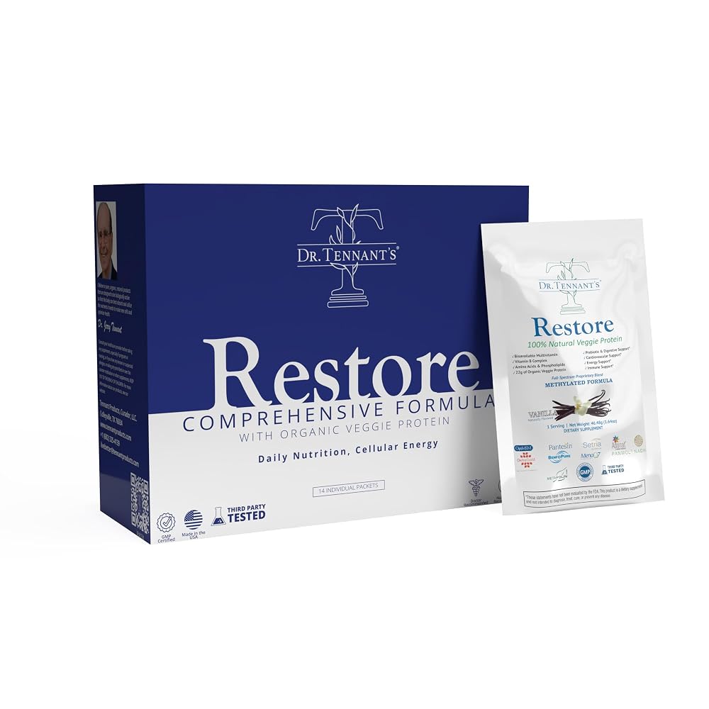 Dr. Tennant's Restore Vanilla Vegan Protein Powder - 14 Packets - image 2