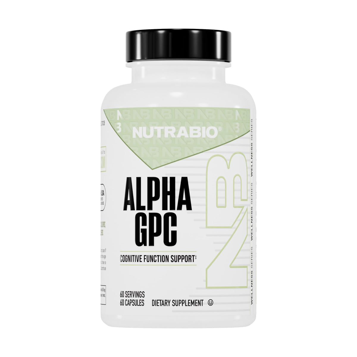 NutraBio Alpha GPC Brain Support 300mg - 60 Vegetable Capsules