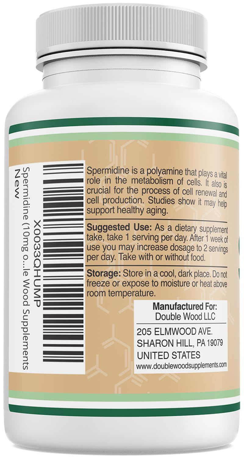 Double Wood Supplements Spermidine 10mg Extra Strength - 120 Capsules - image 3