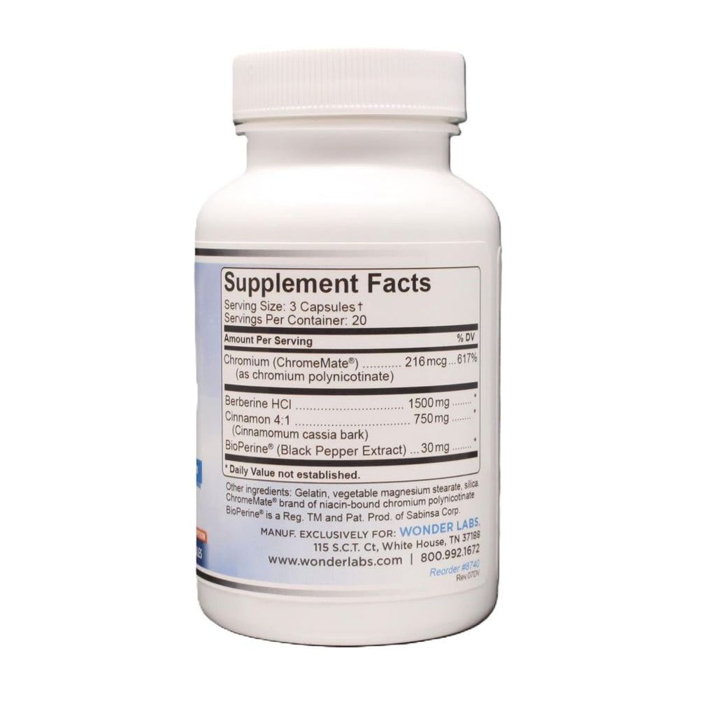 Wonder Laboratories Berberine HCL 500mg + Cinnamon & Chromium