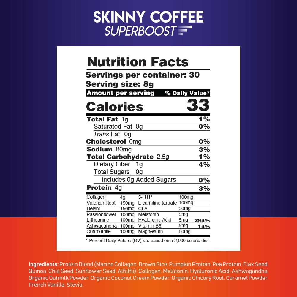 Skinny Coffee SuperBoost Night Collagen Burn, Nighttime Fat Burner